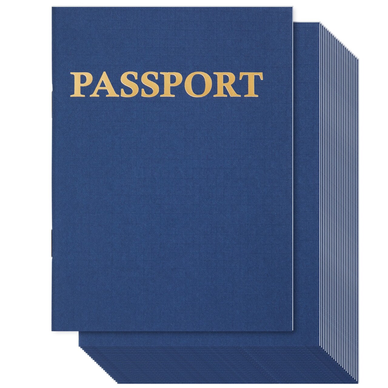 Juvale Kids Passport Book - 24-Pack, 4.1 x 5.6 in, Blue Soft Cover & Plain Pages - Pretend Play Passport Notebook & Classroom Activities - Airplane Party Favors & Travel Themed Party Decorations